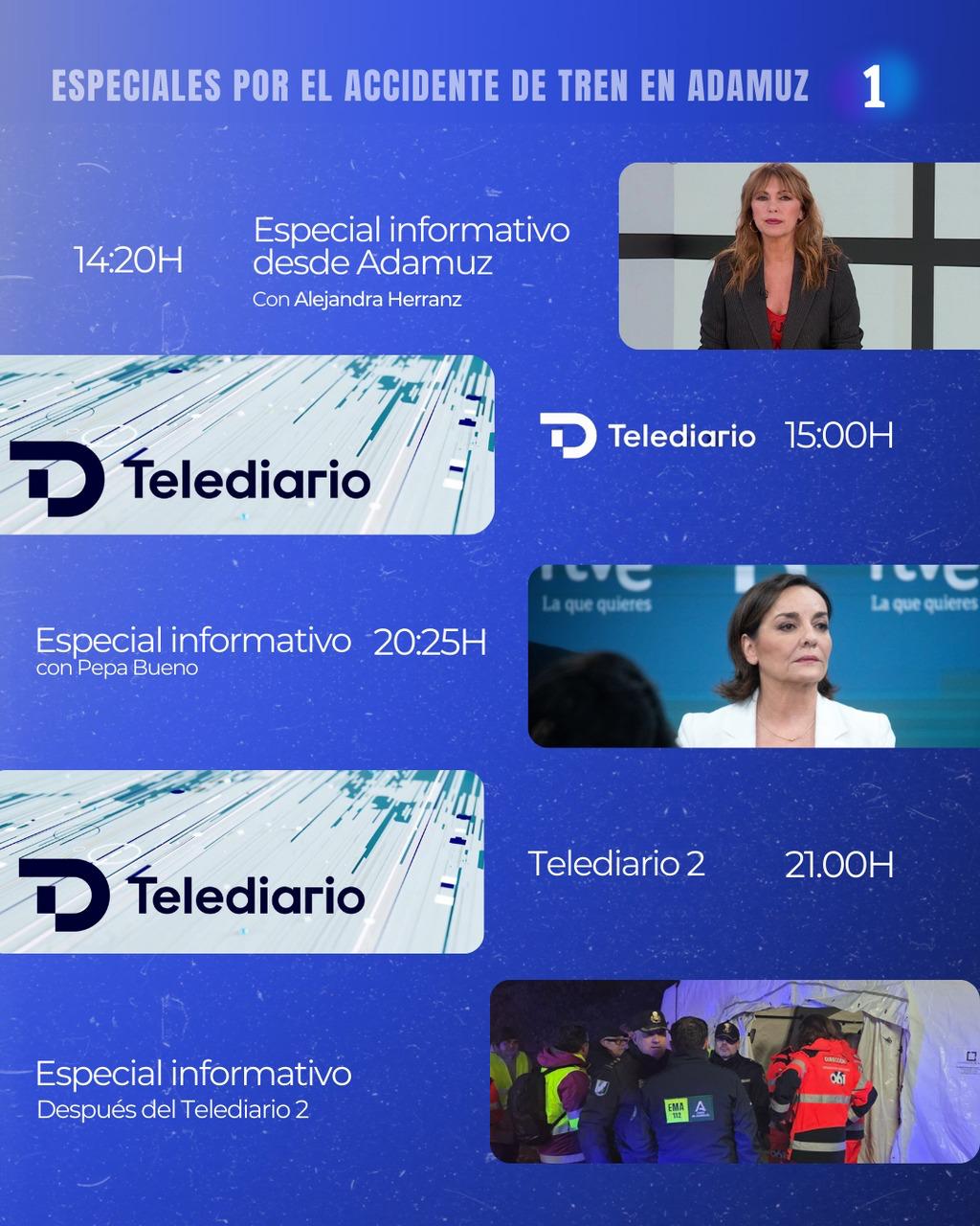 Especiales informativos en RTVE con motivo de la tragedia ferroviaria de Adamuz