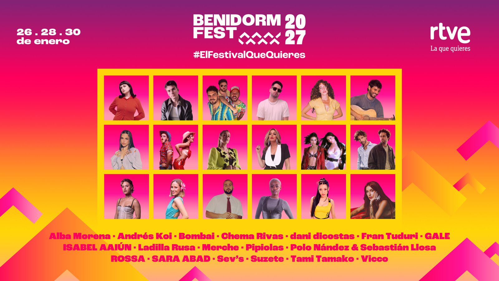 El ‘Benidorm Fest 2027’ ya tiene a sus 18 artistas participantes